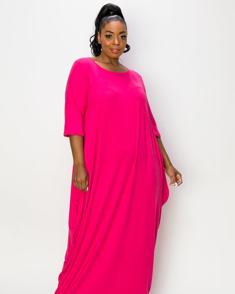 Front of a model wearing a size 2X Diana Maxi Dress in Magenta by L I V D. | dia_product_style_image_id:241803